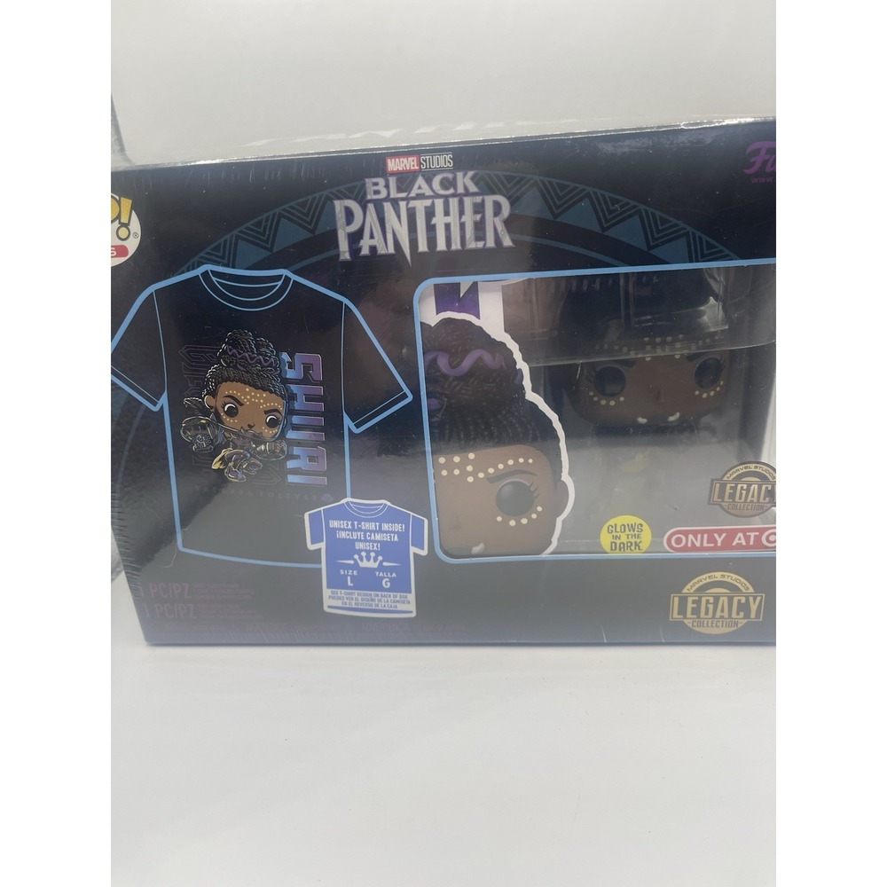 Funko Pop Marvel Black Panther Legacy Shuri Glow Figure & Shirt Set Size L